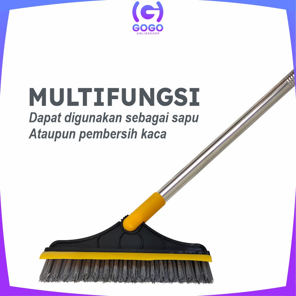 GOGO-C535 Sikat Kamar Mandi Dorong Fleksibel Dengan Wiper / Pembersih Lantai Kaca / Sikat WC / Sikat Toilet Serbaguna