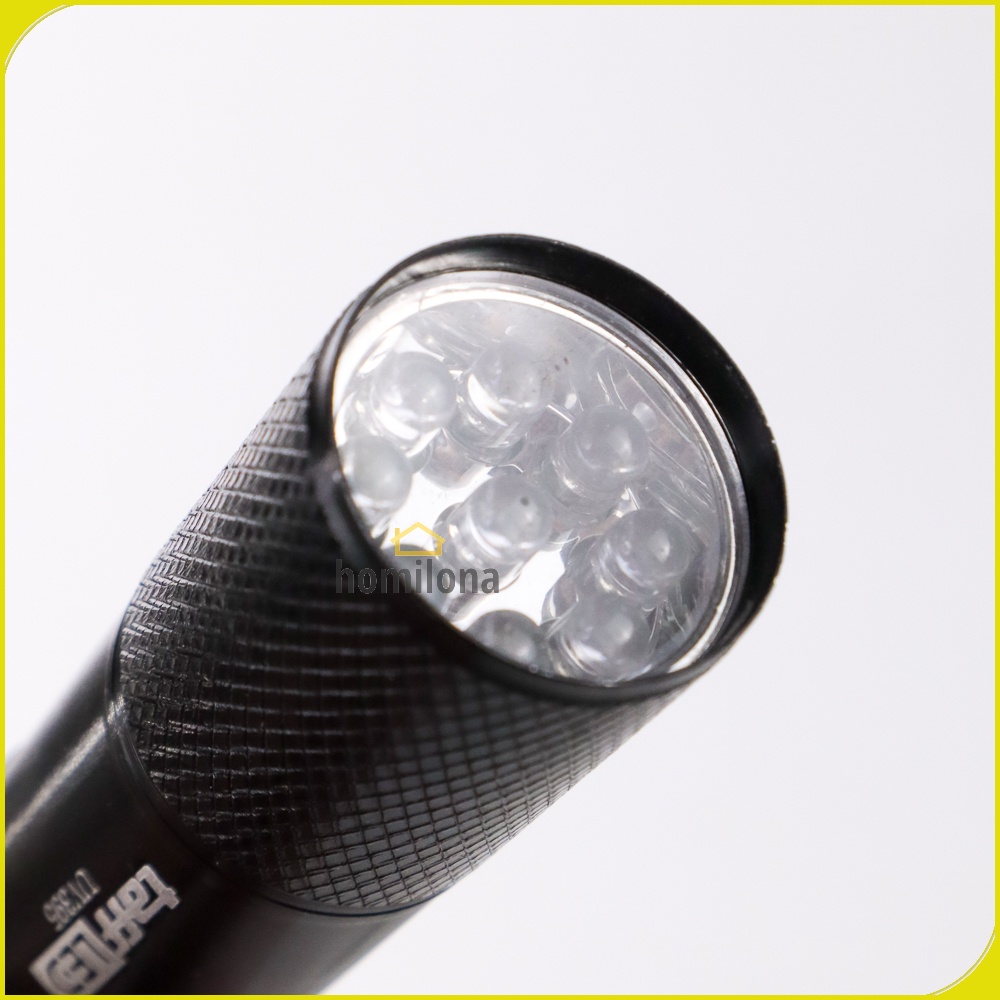Senter LED Mini Ultraviolet UV 400nm 9 LED TaffLED UV-395 Black