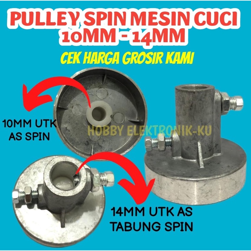 TIANG PULLY MESIN CUCI TIANG AS MOTOR DINAMO SPIN 14MM / 10MM