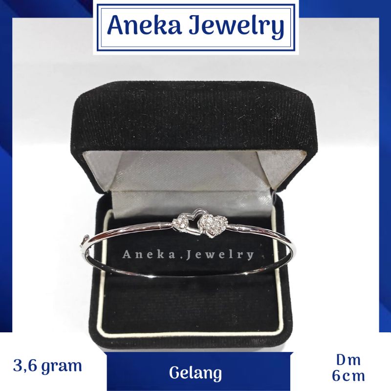 Gelang Pipa Mata Love, Perak 925, Sepuh Emas Putih