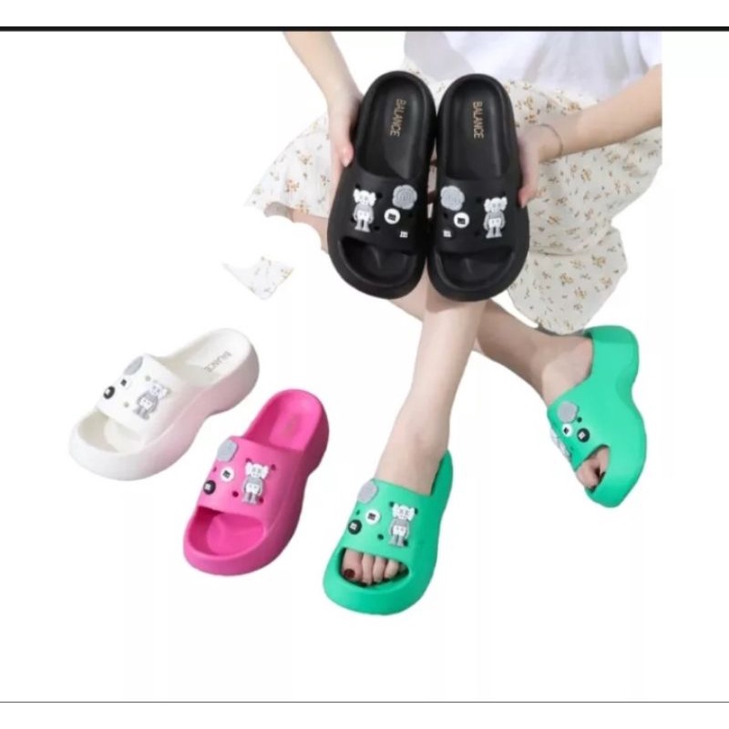 Sandal SOU Jabbitzz,Sandal Slop Wanita Wedges 5cm Berbahan EVA Rubber Phylone