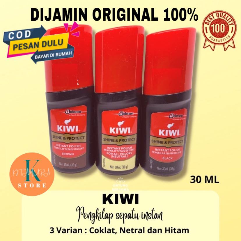 KIWI SHINE &amp; PROTECT INSTANT POLISH 30ml - Semir Sepatu Cair Instan Mudah