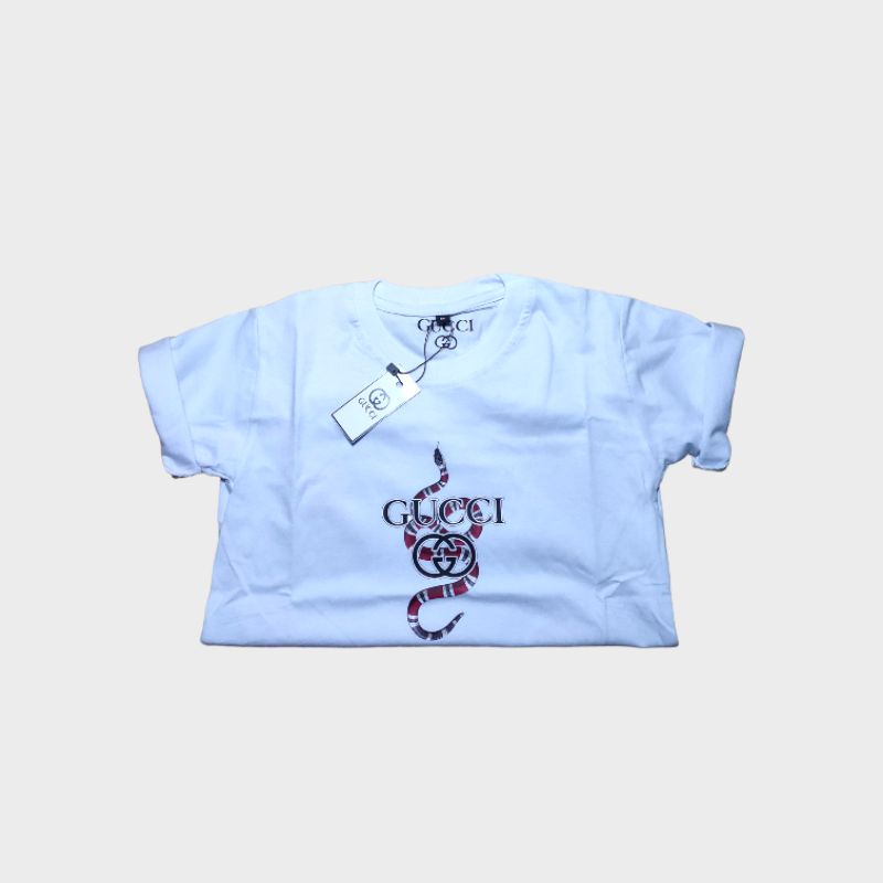 kaos anak baju anak anak gucc* snake white katun combed 24s super soft handfield.