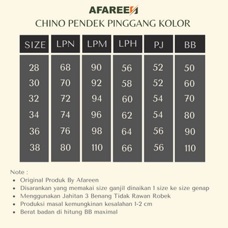 AFAREEN - Celana Chino Pria Pendek Pinggang Kolor Surfing Motif Chino Premium