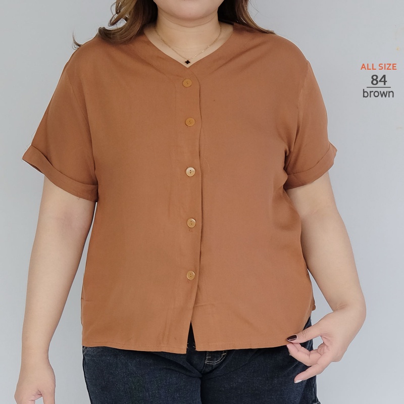 ARENA - Atasan Wanita Casual Vneck Kancing Depan