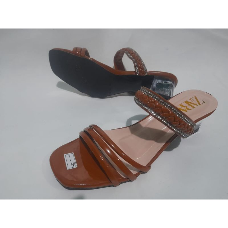 AF 1. sandal sepatu hak tahu hak kaca 5cm terbaru