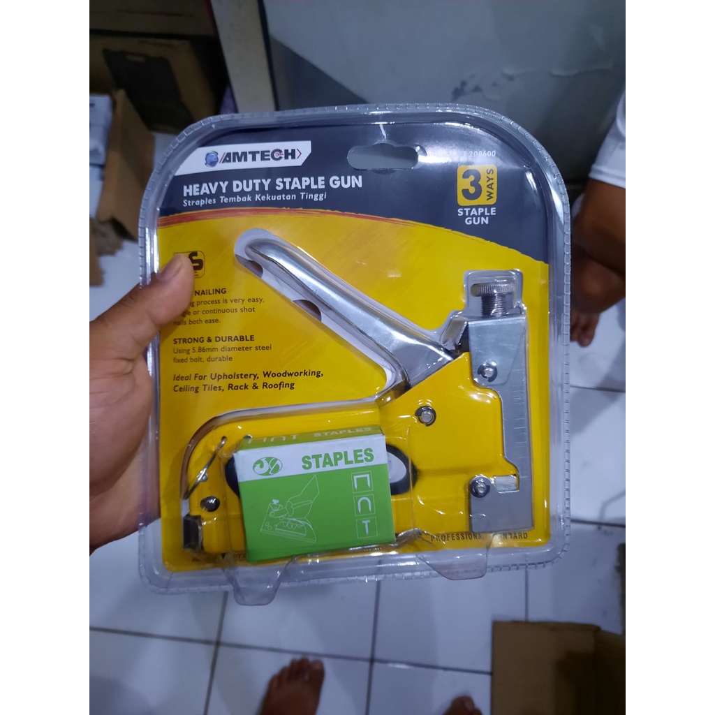 Staples Staple Tacker Kardus Steples Straples Streples Staple Gun/Staples Tembak 3 in 1 Chromium molybdenum Bisa 3 Jenis Staples