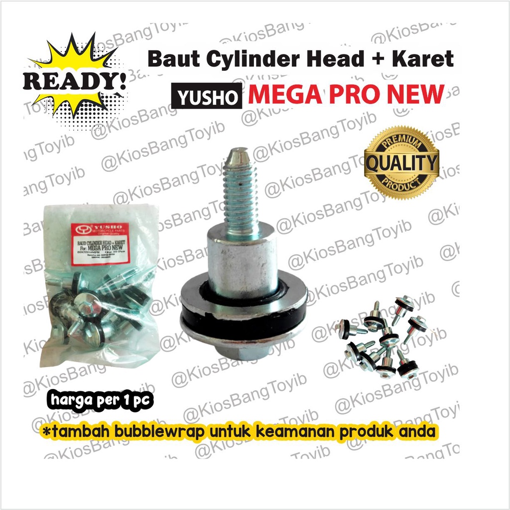 Baut Cylinder Silinder Head + Karet Seal Megapro Mega Pro New (YUSHO)