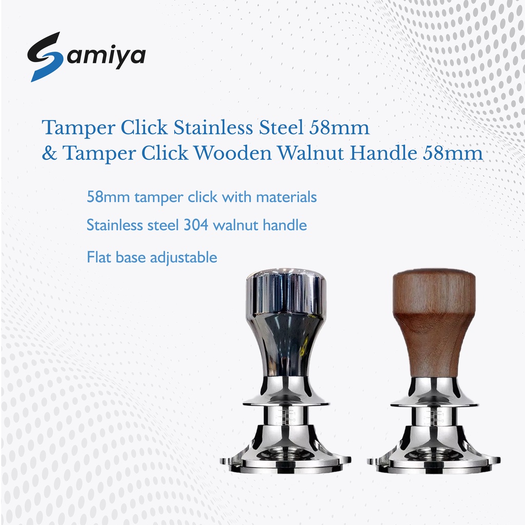 tamper click 58mm premium wooden walnut handle / tamping kopi distribution tool 58 mm tampler klik handle kayu