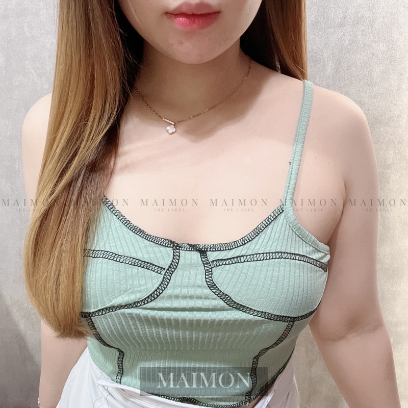Stitch Bustier Crop Top | Atasan Wanita Korean Fashion | Maimon Grosir