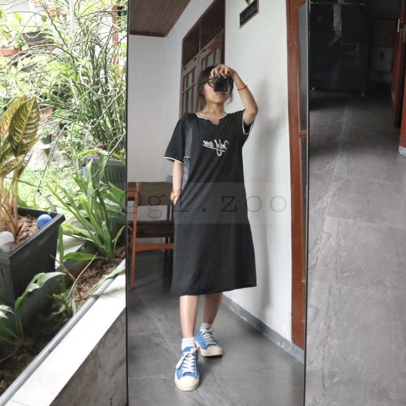 dress kaos/dress kaos hitam/dress katun
