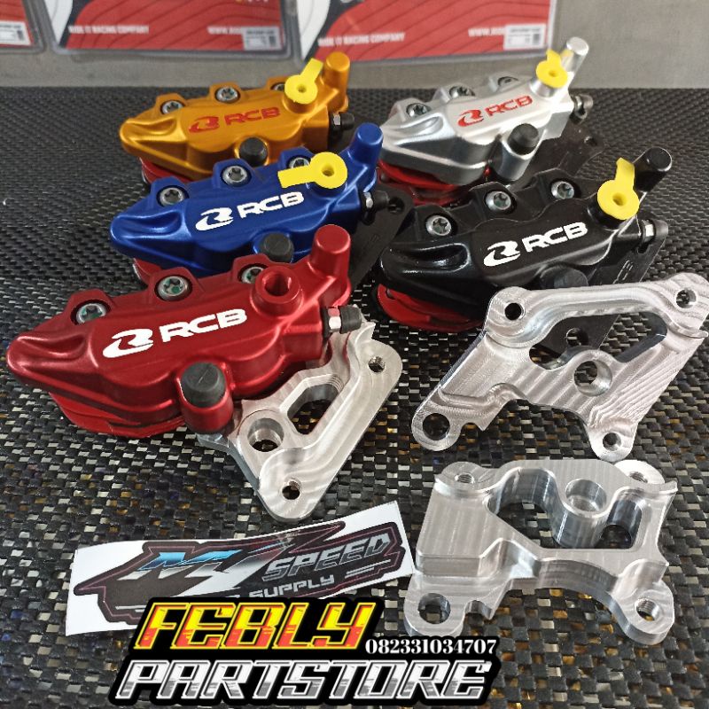 PAKET SET KALIPER RCB BREKET KALIPER RCB PNP NINJA R RR SS KALIPER RCB S SERIES 2 PISTON PRIGINAL BR