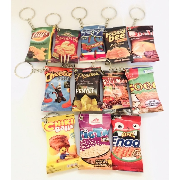 GANTUNGAN KUNCI SNACK MURAH UKURAN KECIL MINIATUR SNACK / GANCI SNACK LUCU UNIK / HADIAH ULTAH ANAK