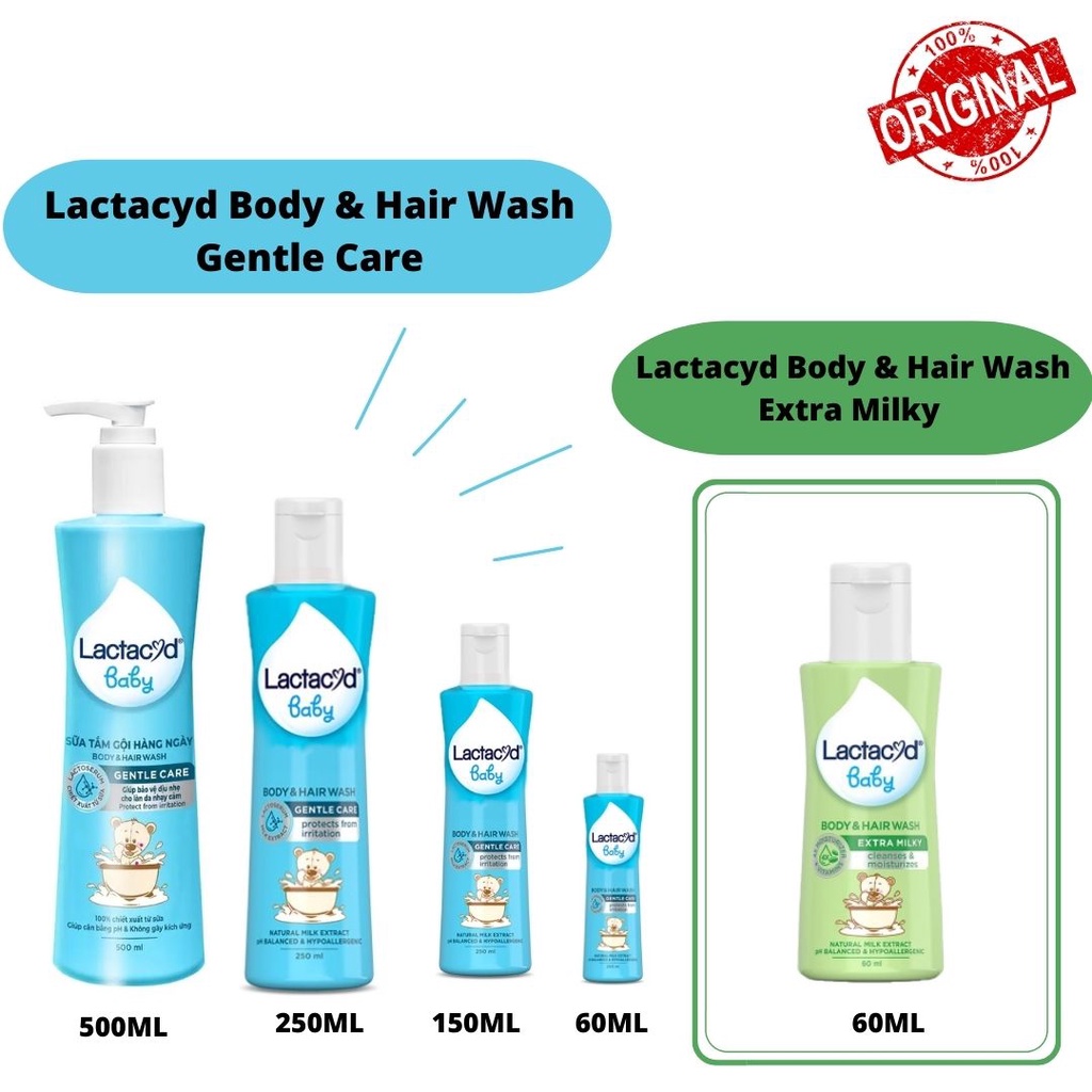 LACTACYD Baby Cleansing and Moisturizing / Extra Milky / Gentle Care 60ml / 150ml / 250ml /  - Sabun Bayi