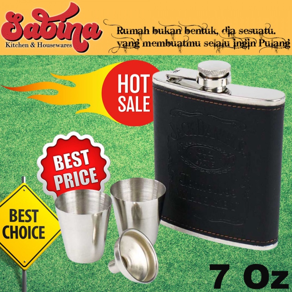 Botol Minuman Model Eropa Vintage Hip Flask Stainless Steel 7Oz