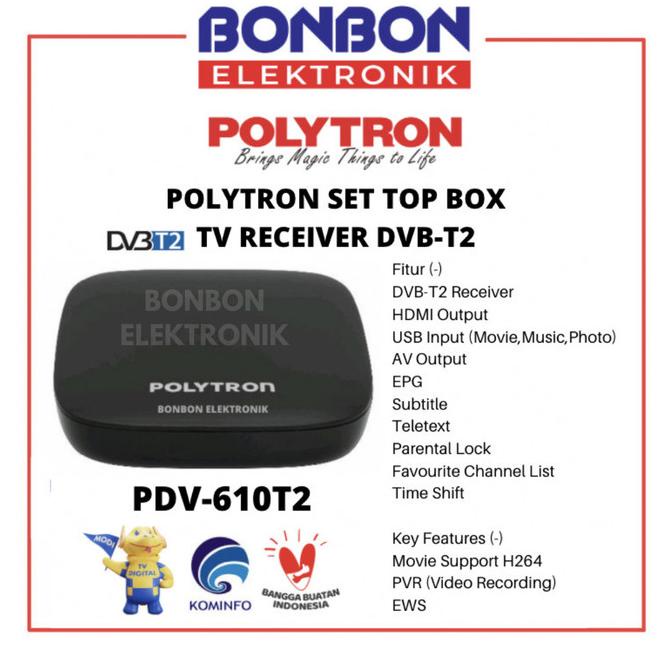 Polytron Set Top Box Pdv-610T2 Dvb T2 Tv Receiver Stb Siaran Digital