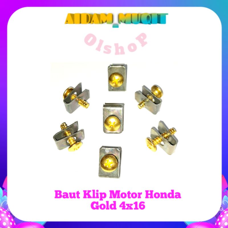 20 PCS BAUT EMAS BAUT KLIP BEAT BAUT KLIP HONDA BAUT KLIP BODY MOTOR HONDA MATIC BAUT KLIP HONDA MATIC BAUT BODY HONDA MATIC BEAT VARIO SCOOPY UKURAN M4X16