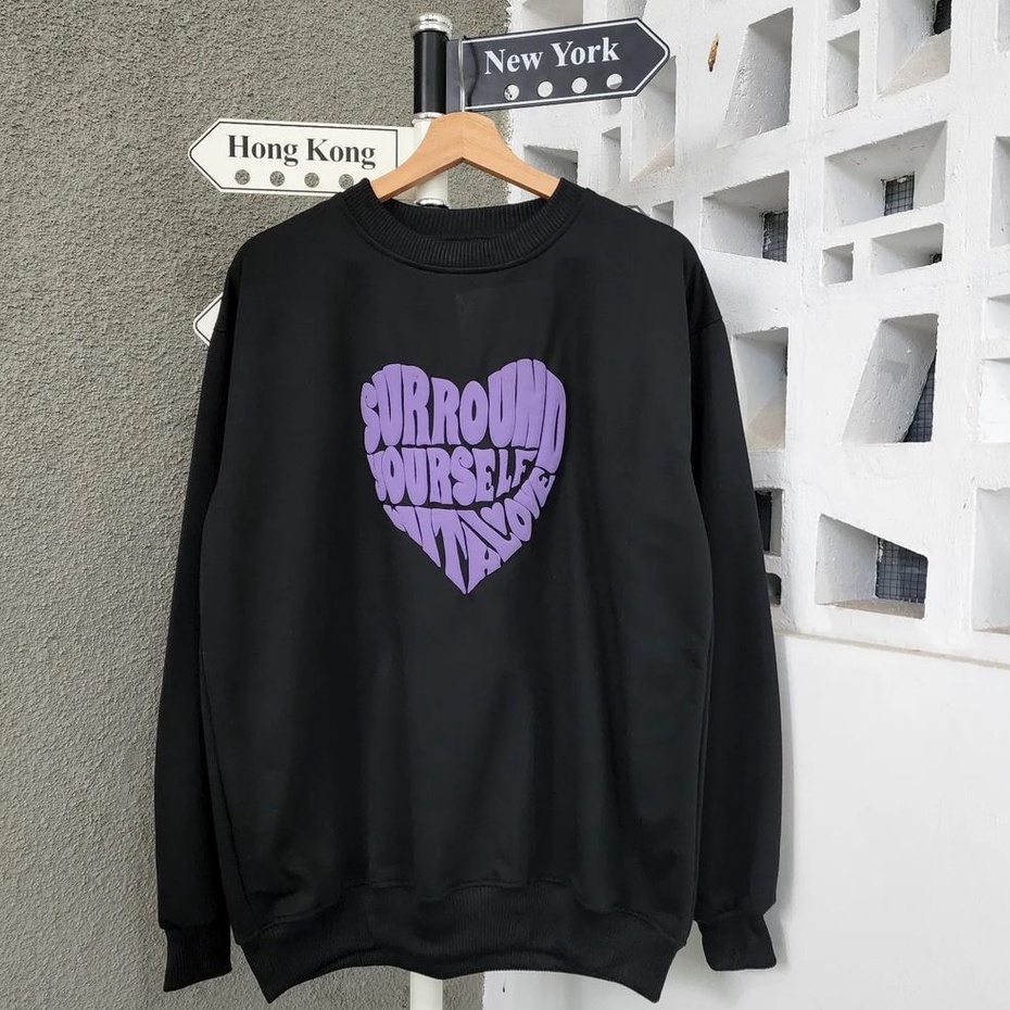 Crewneck Oblong Unisex Surround Purply Oversize