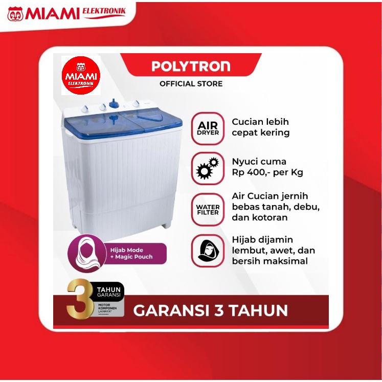 POLYTRON PWM 851 Mesin Cuci 2 tabung 8,5Kg Primadona Samba