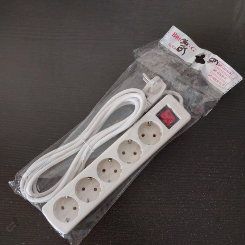 Stop kontak / Kabel listrik sambungan colokan 5lubang 5meter Bright-G SNI