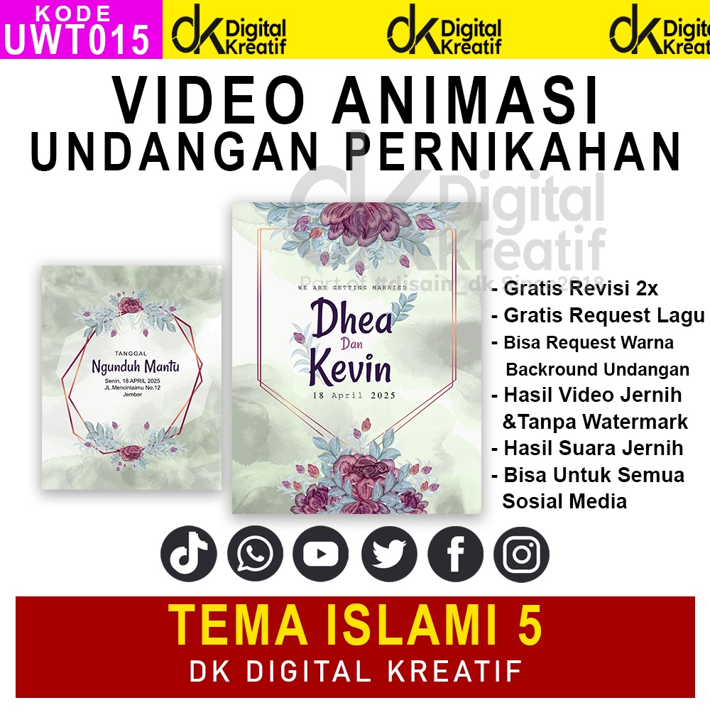 Undangan Digital Nikah Tema Islami Syari Simple Minimalist DK Digital Kreatif KODE_UWT015