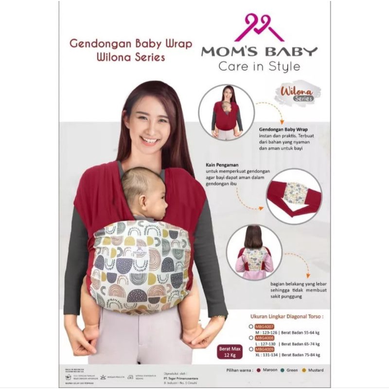 Gendongan Kaos Baby Wrap Wilona Series Moms Baby