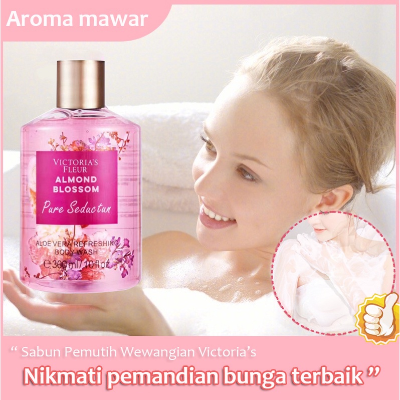 Sabun pemutih Sabun pemutih mawar Sabun pemutih parfum Sabun pemutih tubuh 300ML Melembabkan kulit Wewangian tahan lama Merawat kulit yang sehat Aroma mawar Sabun cair