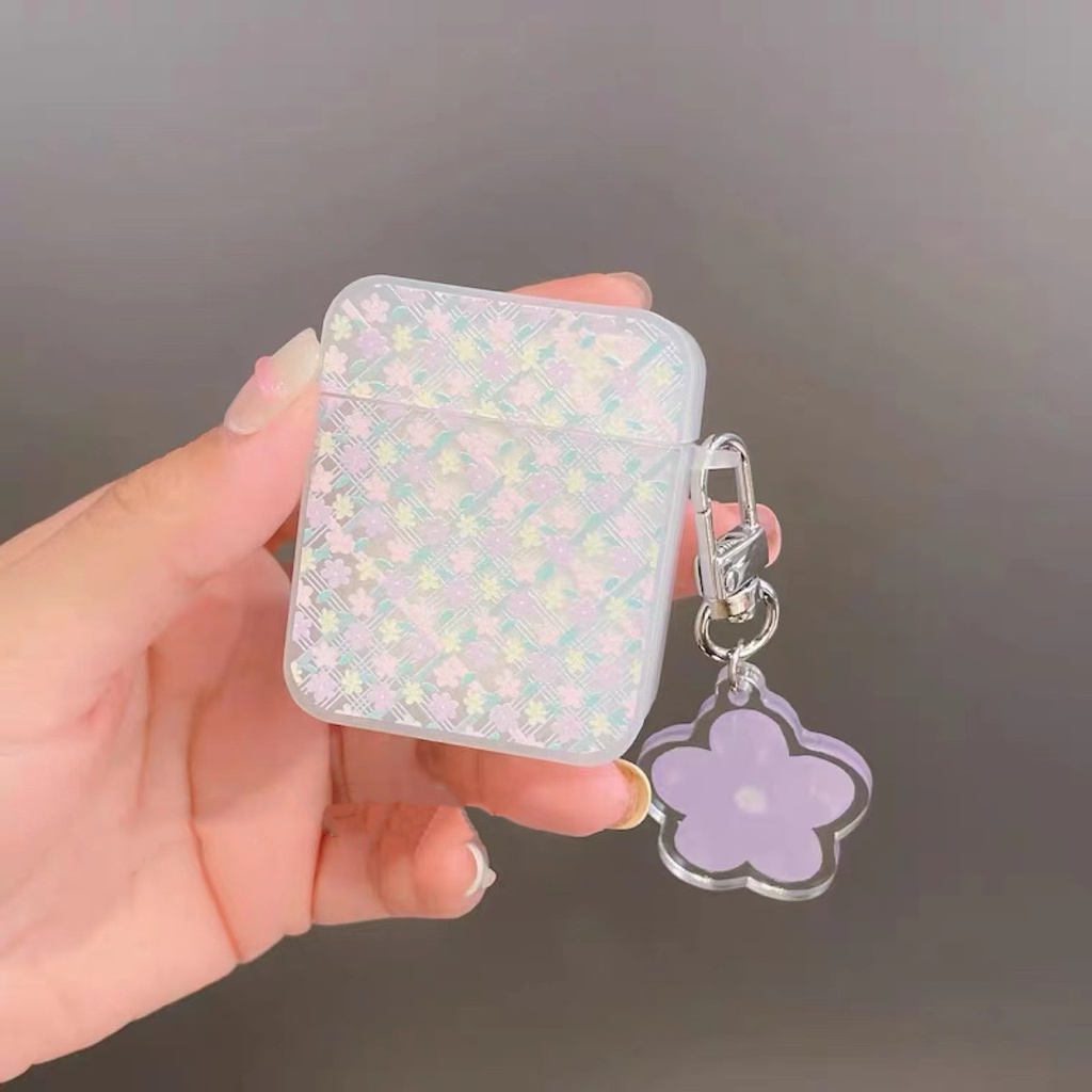 Gadis Peri Bluetooth Earphone Case Bunga Penutup Penyimpanan Anti Jatuh Dengan Liontin Bunga Ungu Untuk Airpods1 2 3 Pro 2 PRO2 Airpods3
