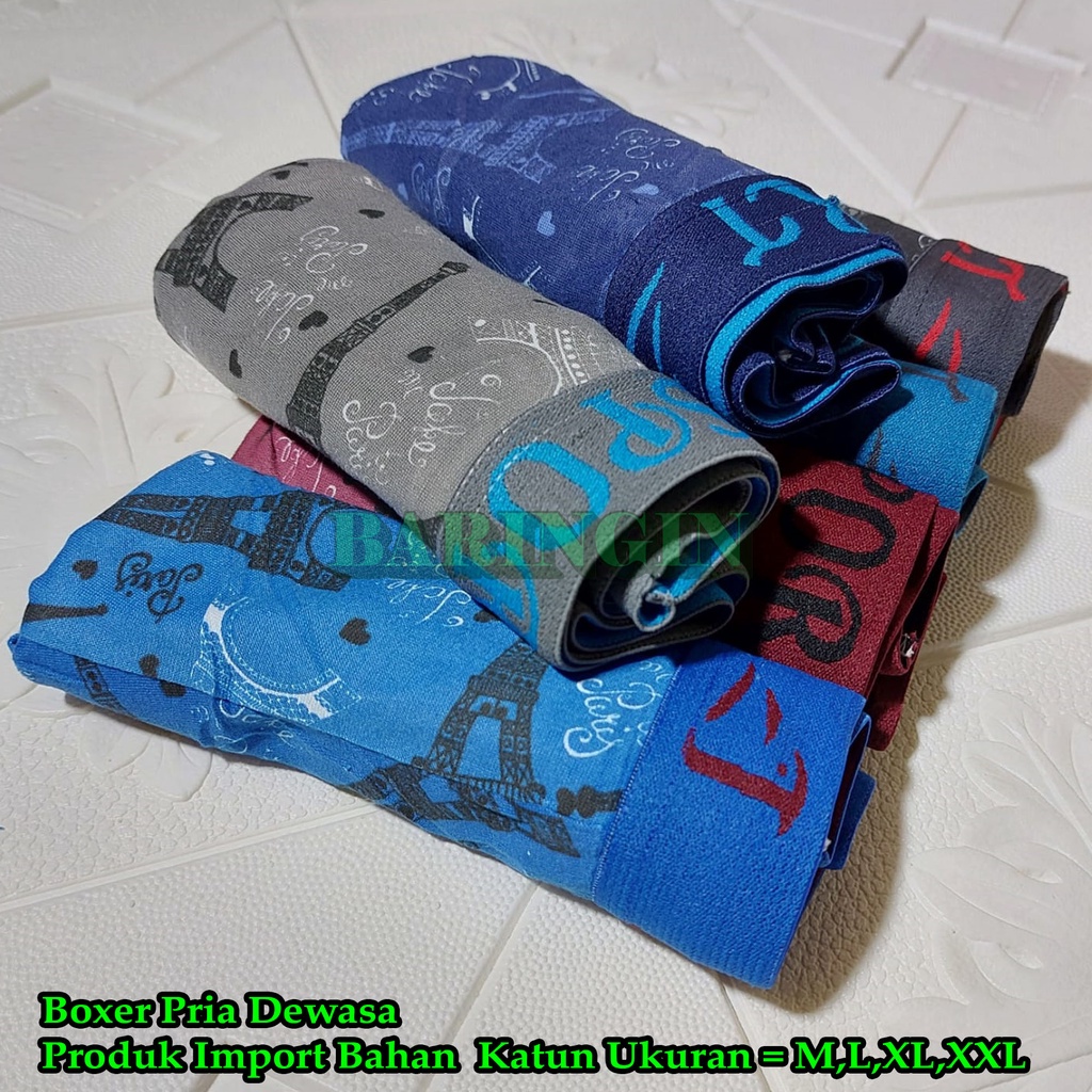 Isi 3 Pcs -Boxer Pria Dewasa-Celana Dalam Pria Bentuk Boxer Bahan catton Ukuran M-XXL