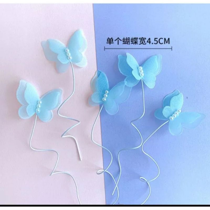 cake topper hiasan kue kupu kupu mutiara