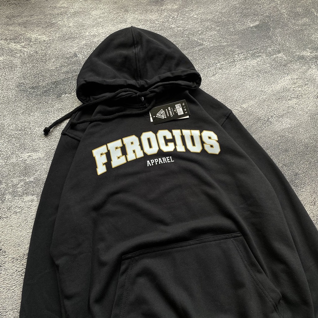 Jaket Sweater Hoodie - FEROCIOUS - Black FREE STICKER