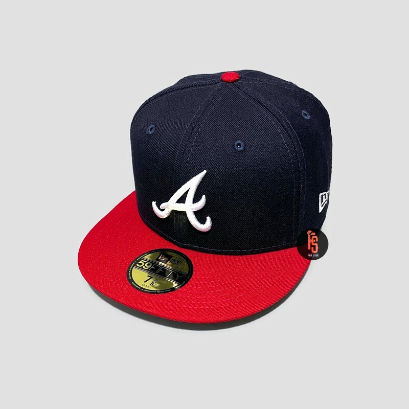 TOPI NEW ERA ORIGINAL 5950 LOGO HISTORY ATLANTA BRAVES NAVY RED