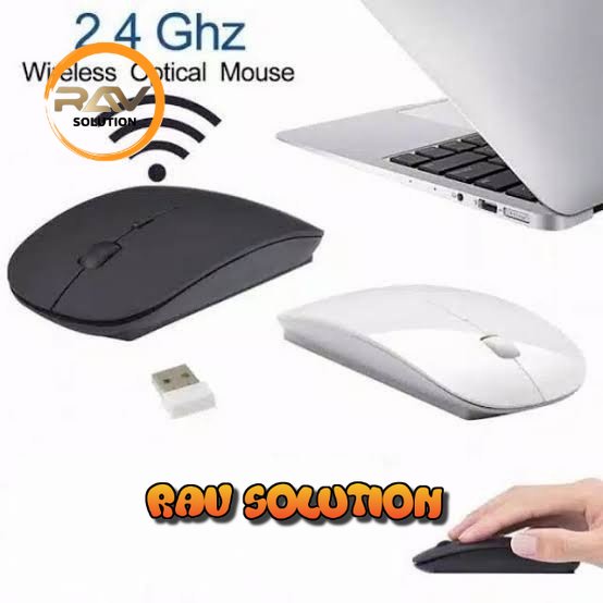 Mouse  wireless gaming  murah slim 2.4Ghz - Putih/hitam/wireless mouse gaming/  - RAV SOLUTION