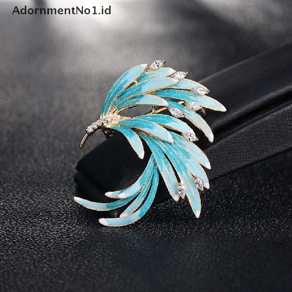 Bros Pin Enamel Kristal Desain Phoenix Tail Buckle Untuk Pakaian Scarf Wanita No1