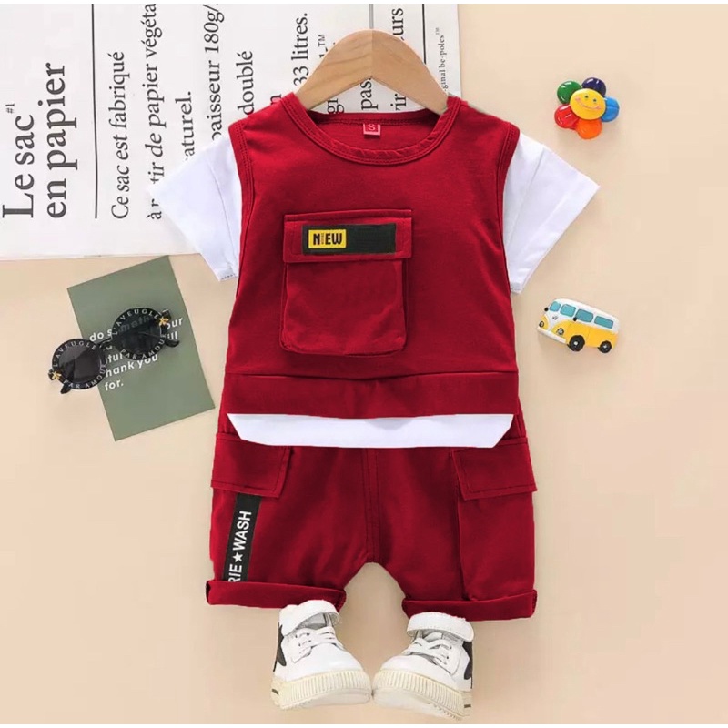 RB SETELAN BAJU ANAK LAKI LAKI SET ROMPI ANAK PAKAIAN MODIS BAJU KAOS DAN CELANA ANAK LAKI LAKI