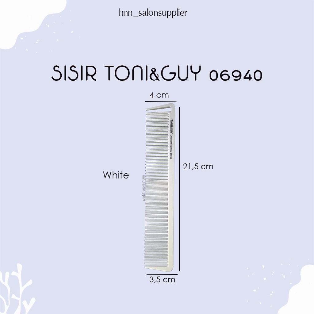 Sisir Potong Pangkas Rambut Salon Professional Toni and Guy Carbon Antitastic 06940 Putih Gading