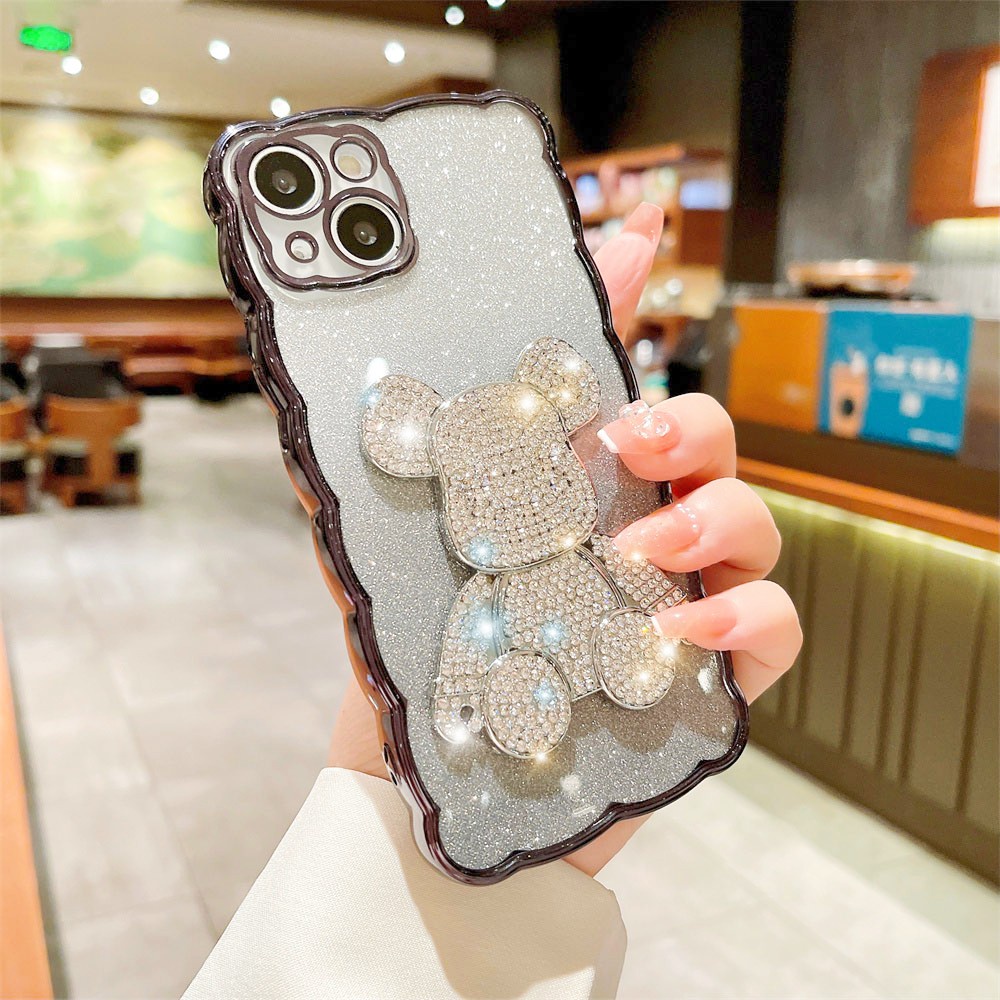 Case Desain Beruang 3D Glitter Untuk iPhone 13 12 11Pro Max X Xr Xs Max 8 7Plus