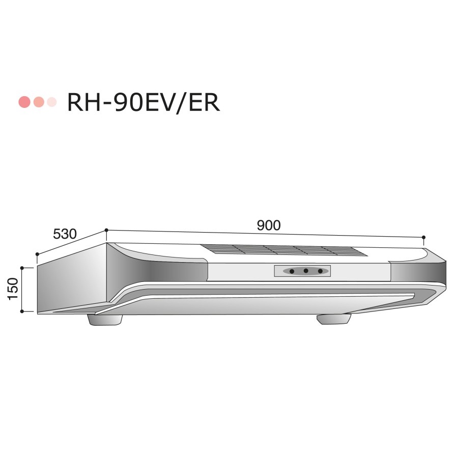 Cooker Hood Penghisap Asap Udara Dapur Rinnai RH 90 ER