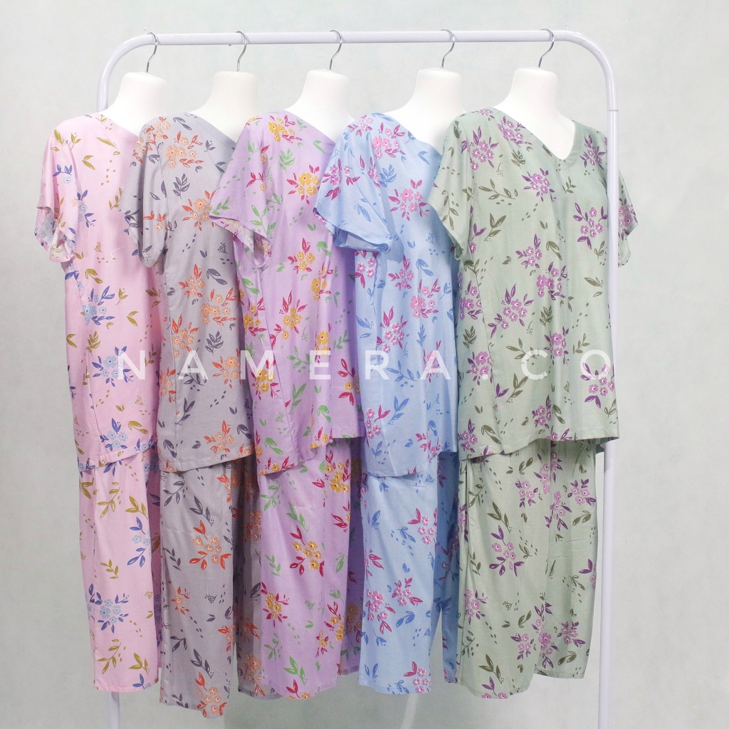 Setelan Baju Tidur Wanita 3/4 Celana Pendek  Motif Tiedye Jumbo Set