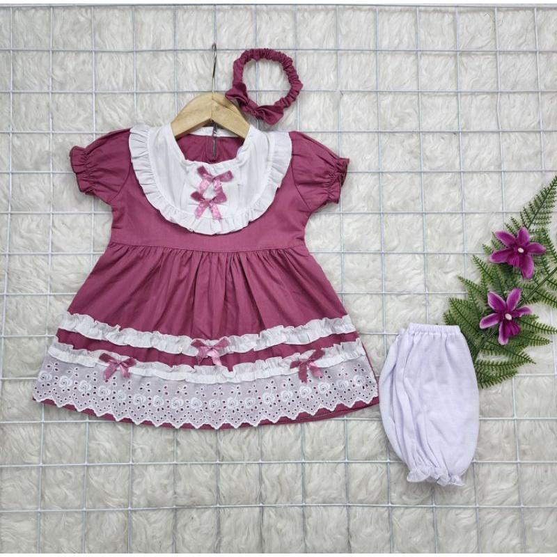 baju bayi perempuan set dress kdbg78