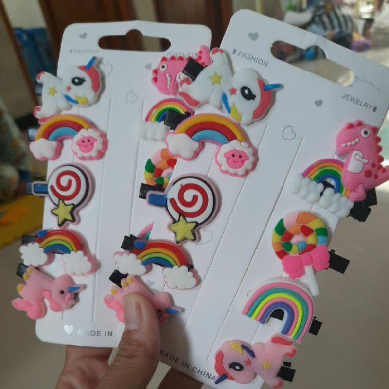 Jepit / Pin Rambut Anak Karakter Unicorn Kuda Poni Buah Isi 10pc