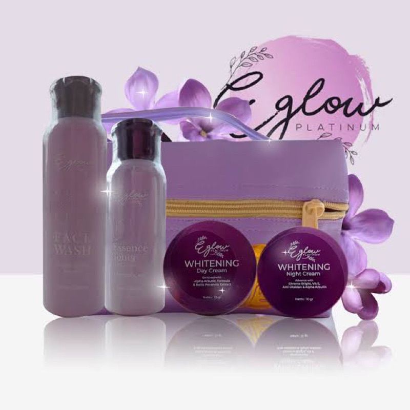 E GLOW PLATINUM / EGLOW PLATINUM / E-GLOW PAKET PEMUTIH WAJAH ORIGINAL / ECER SIANG MALAM E GLOW / E