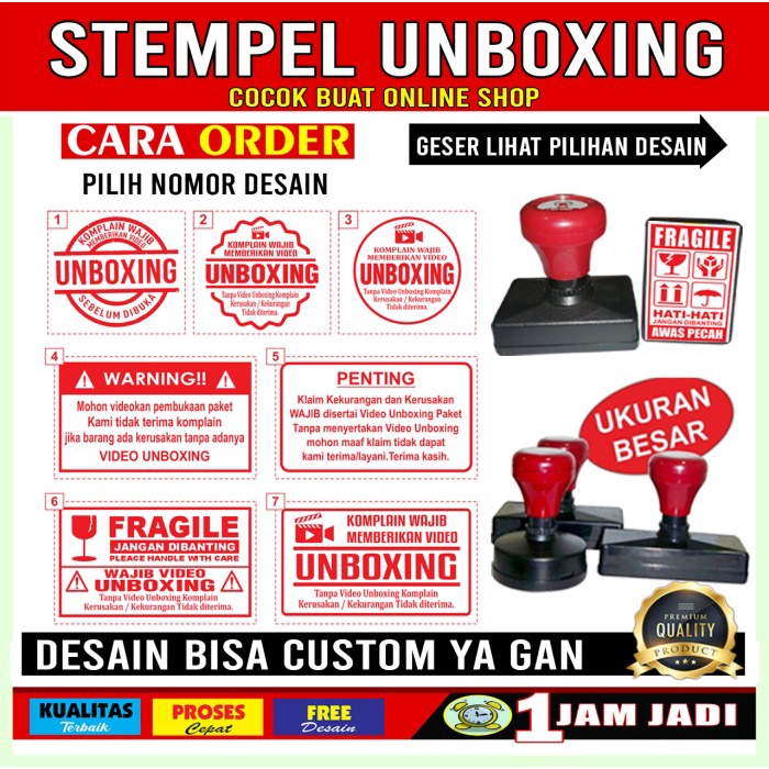 

Stempel Unboxing /Otomatis/Warna/Flash/Custom/Murah & Berkualitas