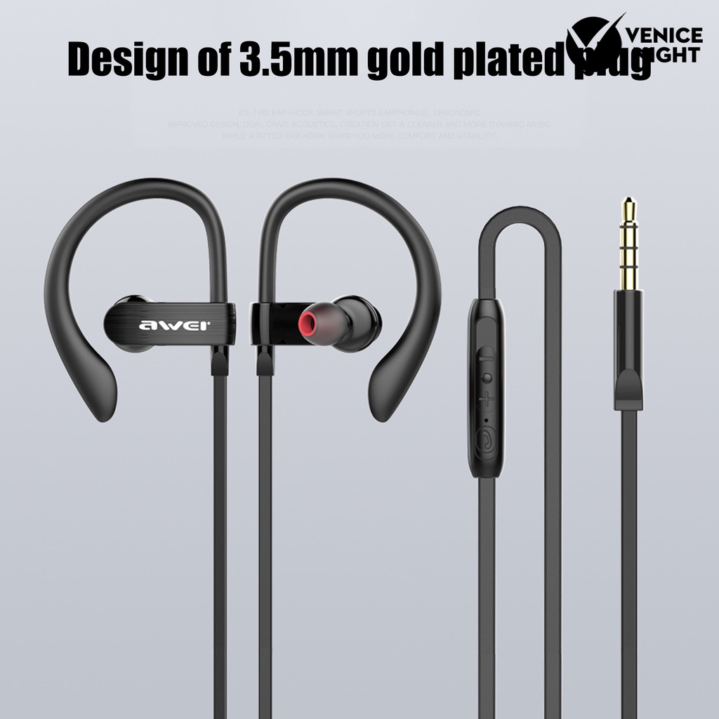 (VNEP) (Berkabel) ES-160i Ponsel Earbud In-ear 3D Earhook TPE 3.5mm Antarmuka Earphone untuk Komputer