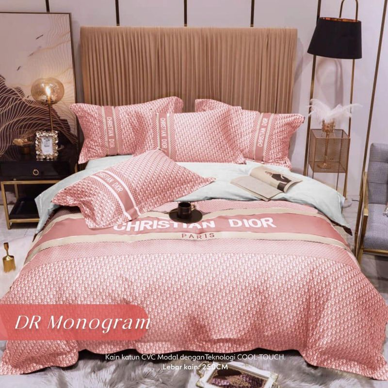 Christian Dior / kain sprei meteran bahan katun lokal dr monogram
