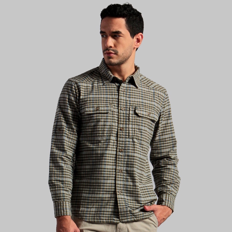 KEMEJA LENGAN PANJANG MGEE DISTRIC C019 - GREEN - KEMEJA KASUAL KOTAK