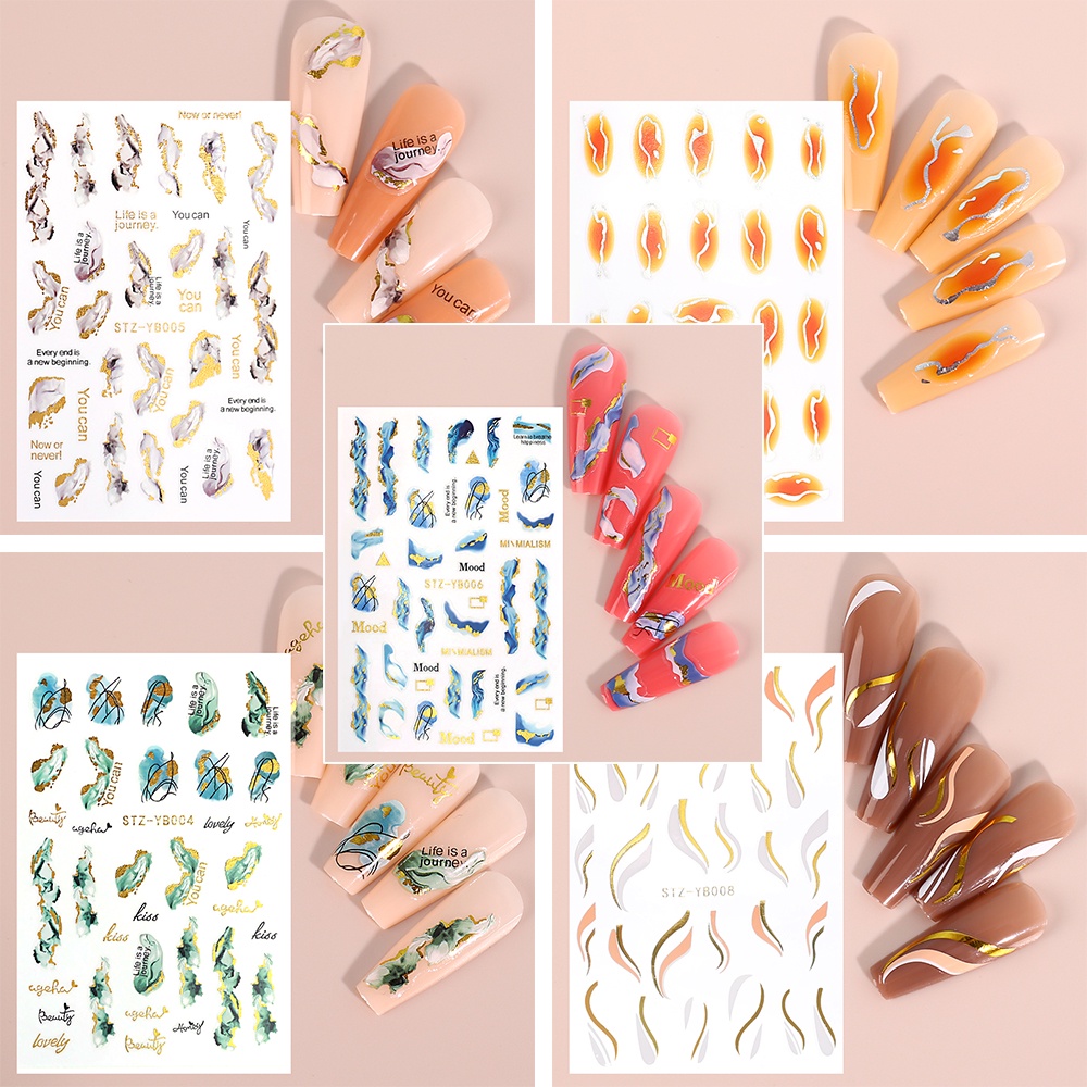 Stiker Kuku 3D Motif Marmer Untuk Nail Art