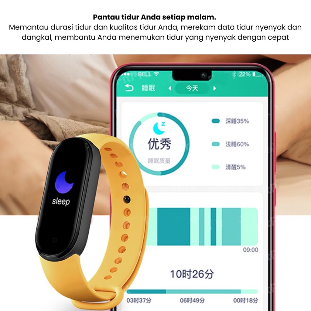 M7 Smartwatch Olahraga Gelang Pintar Pelacak Detak Jantung Pedometer Monitor Tekanan Darah