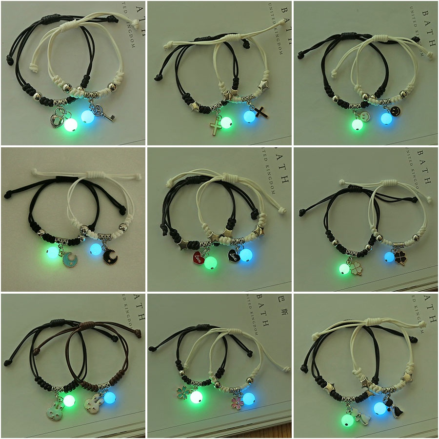 1 Pasang Gelang Luminous Gaya Korea Untuk Pasangan