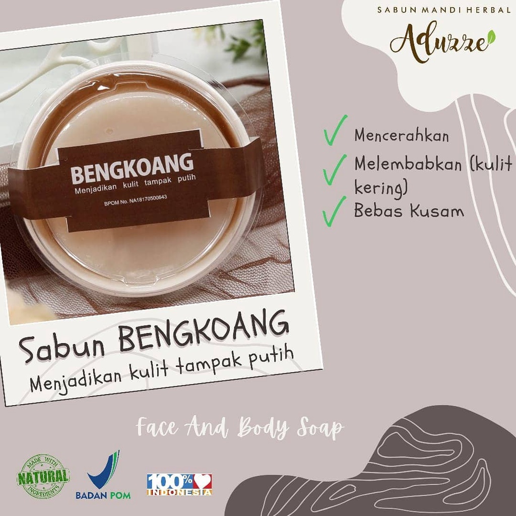 Sabun Herbal BENGKOANG Aduzze Memutihkan - Mencerahkan Kulit - Original isi 50 Gram